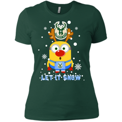 Minion Milwaukee Bucks Ugly Christmas Sweaters Let It Snow Ladies' Shirt - The White Eagles