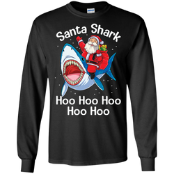 Santa Shark Hoo Hoo Hoo Hoo Hoo Christmas Ugly Christmas Sweater LS Cotton T-Shirt - The White Eagles