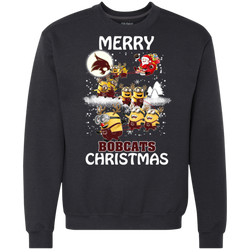 Texas State Bobcats Ugly Christmas Sweaters Minions Santa Claus Merry Christmas Sweatshirt - The White Eagles