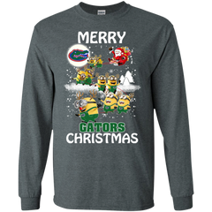 Florida Gators Ugly Christmas Sweaters Minions Santa Claus Merry Christmas LS Cotton T-Shirt - The White Eagles