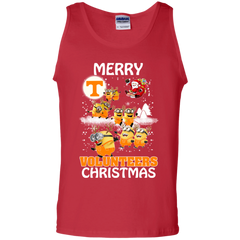 Tennessee Volunteers Ugly Christmas Sweaters Minions Santa Claus Merry Christmas Tank Top - The White Eagles