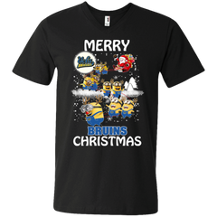 Ucla Bruins Ugly Christmas Sweaters Minions Santa Claus Merry Christmas Men's V-Neck T-Shirt - The White Eagles