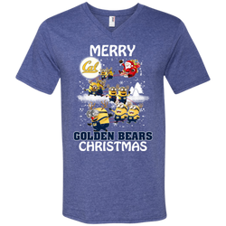 California Golden Bears T Shirts Minions Santa Claus Merry Christmas Men's V-Neck T-Shirt - The White Eagles