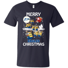 Georgia Southern Eagles Ugly Christmas Sweaters Minions Santa Claus Merry Christmas Men's V-Neck T-Shirt - The White Eagles