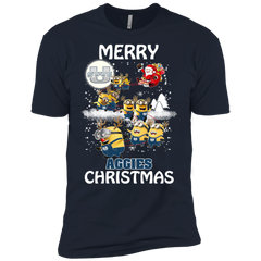 Utah State Aggies Ugly Christmas Sweaters Minions Santa Claus Merry Christmas Men's Sleeve Shirt - The White Eagles