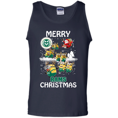 Colorado State Rams Ugly Christmas Sweaters Minions Santa Claus Merry Christmas Tank Top - The White Eagles