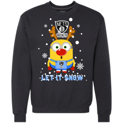Minion Brooklyn Nets Ugly Christmas Sweaters Let It Snow Sweatshirt - The White Eagles