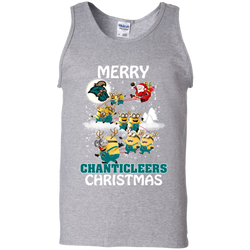 Coastal Carolina Chanticleers Ugly Christmas Sweaters Minions Santa Claus Merry Christmas Tank Top - The White Eagles