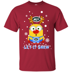 Minion New York Jets Ugly Christmas Sweaters Let It Snow Cotton T-Shirt - The White Eagles