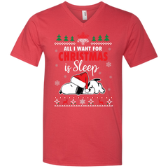 All I Want For Christmas Is Sleep Snoopy The Peanuts Movie Men's V-Neck T-Shirt - The White Eagles