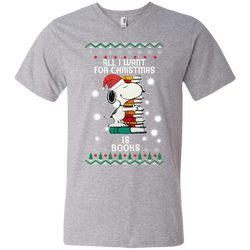 All I Want For Christmas Is Books Snoopy The Peanuts Movie Men's V-Neck T-Shirt - The White Eagles
