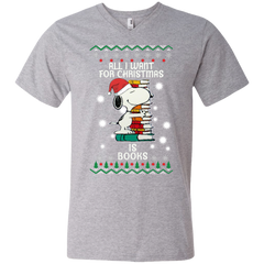 All I Want For Christmas Is Books Snoopy The Peanuts Movie Men's V-Neck T-Shirt - The White Eagles