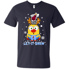 Minion Miami Heat Ugly Christmas Sweaters Let It Snow Men's V-Neck T-Shirt - The White Eagles