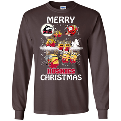 Northern Lllinois Huskies Ugly Christmas Sweaters Minions Santa Claus Merry Christmas LS Cotton T-Shirt - The White Eagles