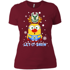 Minion Milwaukee Bucks Ugly Christmas Sweaters Let It Snow Ladies' Shirt - The White Eagles