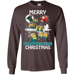 Coastal Carolina Chanticleers Ugly Christmas Sweaters Minions Santa Claus Merry Christmas LS Cotton T-Shirt - The White Eagles