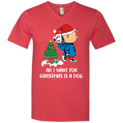All I Want For Christmas Is A Dog Snoopy Charlie Brown The Peanuts Movie Men's V-Neck T-Shirt - The White Eagles