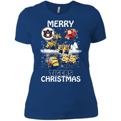 Auburn Tigers Ugly Christmas Sweaters Minions Santa Claus Merry Christmas Ladies' Shirt - The White Eagles
