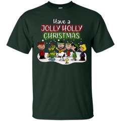 Have A Jolly Holly Christmas The Peanuts Movie Snoopy Charlie Brown Woodstock Cotton T-Shirt - The White Eagles