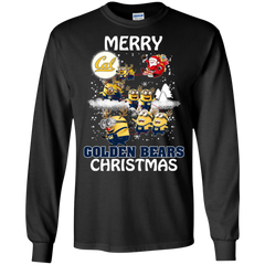 California Golden Bears Ugly Christmas Sweaters Minions Santa Claus Merry Christmas LS Cotton T-Shirt - The White Eagles