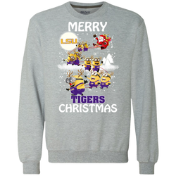 Lsu Tigers Ugly Christmas Sweaters Minions Santa Claus Merry Christmas Sweatshirt - The White Eagles