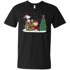 San Francisco 49ers Snoopy The Peanuts Ugly Christmas Sweater  Super Bowl Men's V-Neck T-Shirt - The White Eagles