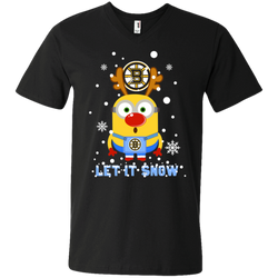 Minion Boston Bruins Ugly Christmas Sweaters Let It Snow Men's V-Neck T-Shirt - The White Eagles