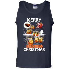 Oregon State Beavers Ugly Christmas Sweaters Minions Santa Claus Merry Christmas Tank Top - The White Eagles