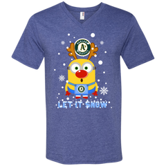 Minion Oakland Athl  Ugly Christmas Sweaters Let It Snow Men's V-Neck T-Shirt - The White Eagles