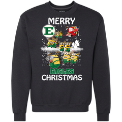 Eastern Michigan Eagles Ugly Christmas Sweaters Minions Santa Claus Merry Christmas Sweatshirt - The White Eagles