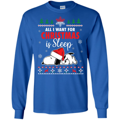 All I Want For Christmas Is Sleep Snoopy The Peanuts Movie LS Cotton T-Shirt - The White Eagles