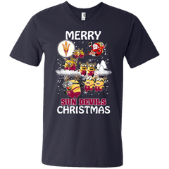 Arizona State Sun Devils T Shirts Minions Santa Claus Merry Christmas Men's V-Neck T-Shirt - The White Eagles