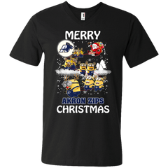 Akron Zips T Shirts Minions Santa Claus Merry Christmas Hoodies Sweatshirts Men's V-Neck T-Shirt - The White Eagles