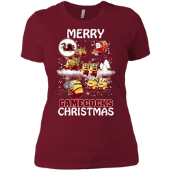 South Carolina Gamecocks Ugly Christmas Sweaters Minions Santa Claus Ladies' Shirt - The White Eagles