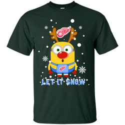 Minion Detroit Red Wings Ugly Christmas Sweaters Let It Snow Cotton T-Shirt - The White Eagles