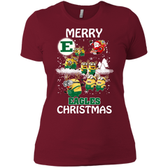 Eastern Michigan Eagles Ugly Christmas Sweaters Minions Santa Claus Merry Christmas Ladies' Shirt - The White Eagles