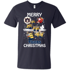 Auburn Tigers T Shirts Minions Santa Claus Merry Christmas Men's V-Neck T-Shirt - The White Eagles