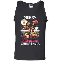 Arizona State Sun Devils Ugly Christmas Sweaters Minions Santa Claus Merry Christmas Tank Top - The White Eagles