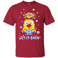 Minion Los Angeles Lakers Ugly Christmas Sweaters Let It Snow Cotton T-Shirt - The White Eagles
