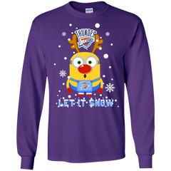 Minion Oklahoma City Thunder Ugly Christmas Sweaters Let It Snow LS Cotton T-Shirt - The White Eagles