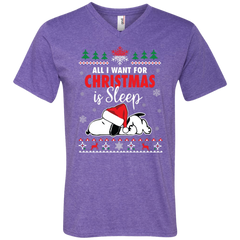 All I Want For Christmas Is Sleep Snoopy The Peanuts Movie Men's V-Neck T-Shirt - The White Eagles