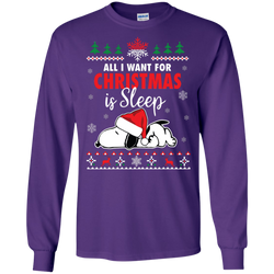 All I Want For Christmas Is Sleep Snoopy The Peanuts Movie LS Cotton T-Shirt - The White Eagles