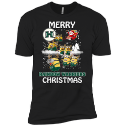 Hawaii Rainbow Warriors Ugly Christmas Sweaters Minions Santa Claus Merry Christmas Men's Sleeve Shirt - The White Eagles