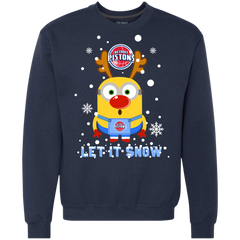 Minion Detroit Pistons Ugly Christmas Sweaters Let It Snow Sweatshirt - The White Eagles