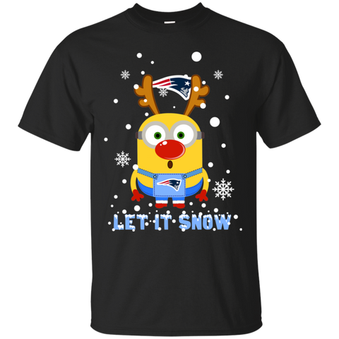 Minion New England Patriots Ugly Christmas Sweaters Let It Snow Cotton T-Shirt - The White Eagles