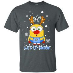 Minion Dallas Stars Ugly Christmas Sweaters Let It Snow Cotton T-Shirt - The White Eagles
