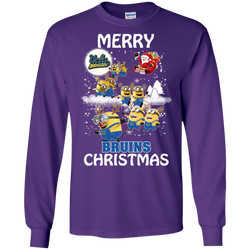 Ucla Bruins Ugly Christmas Sweaters Minions Santa Claus Merry Christmas LS Cotton T-Shirt - The White Eagles