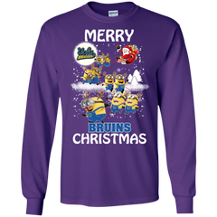 Ucla Bruins Ugly Christmas Sweaters Minions Santa Claus Merry Christmas LS Cotton T-Shirt - The White Eagles