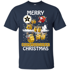 Vanderbilt Commodores Ugly Christmas Sweaters Minions Santa Claus Merry Christmas Cotton T-Shirt - The White Eagles