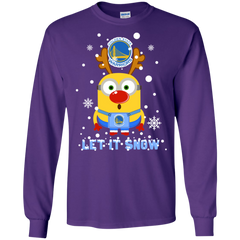 Minion Golden State Warriors Ugly Christmas Sweaters Let It Snow LS Cotton T-Shirt - The White Eagles